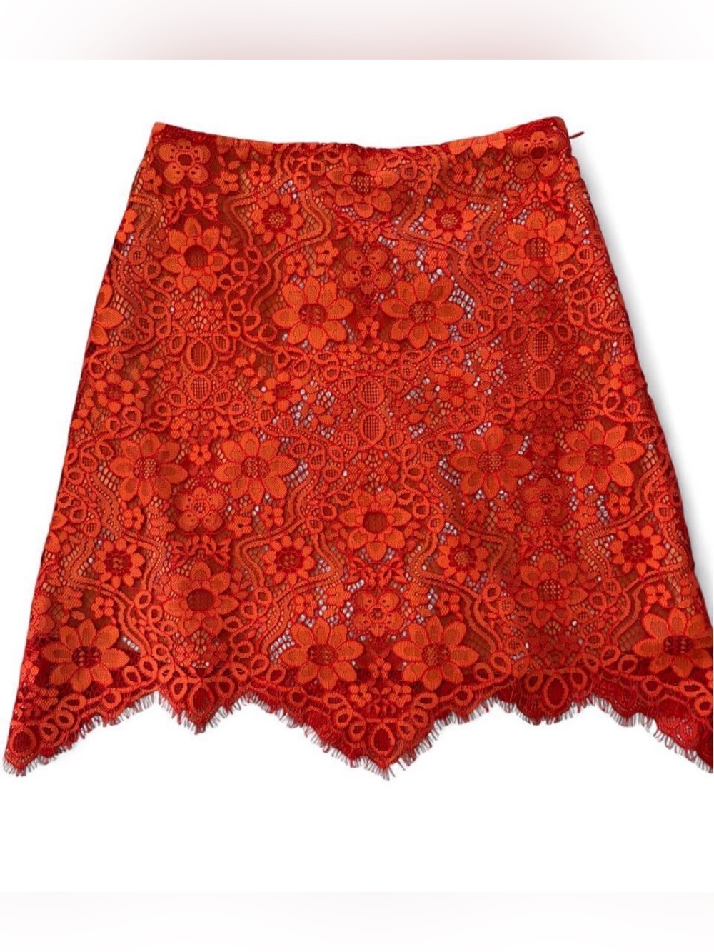 For Love & Lemons Red Floral Lace A-Line Skirt